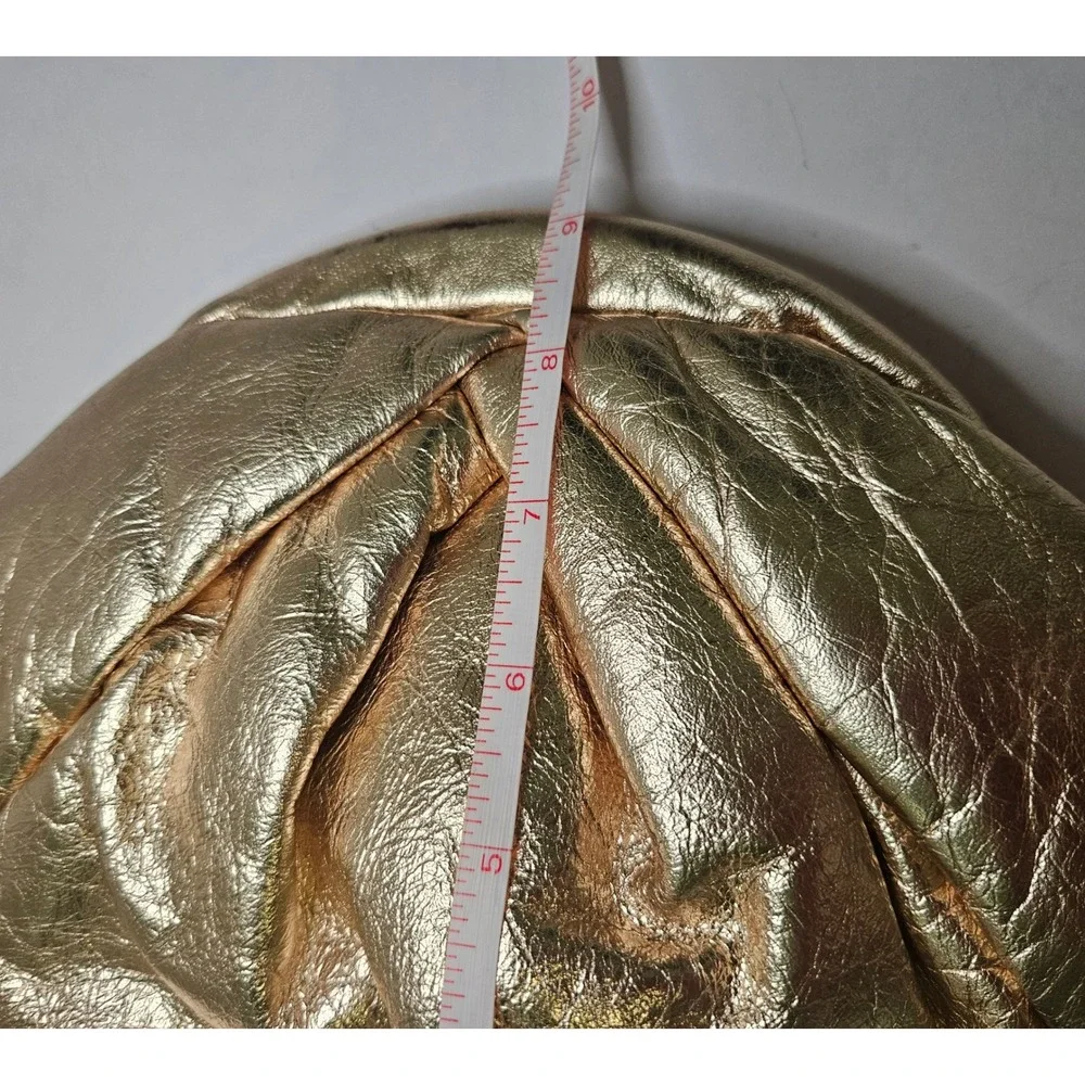 Park Avenue International Vintage 80s Gold Metallic Leather Pouch Clutch Bag USA